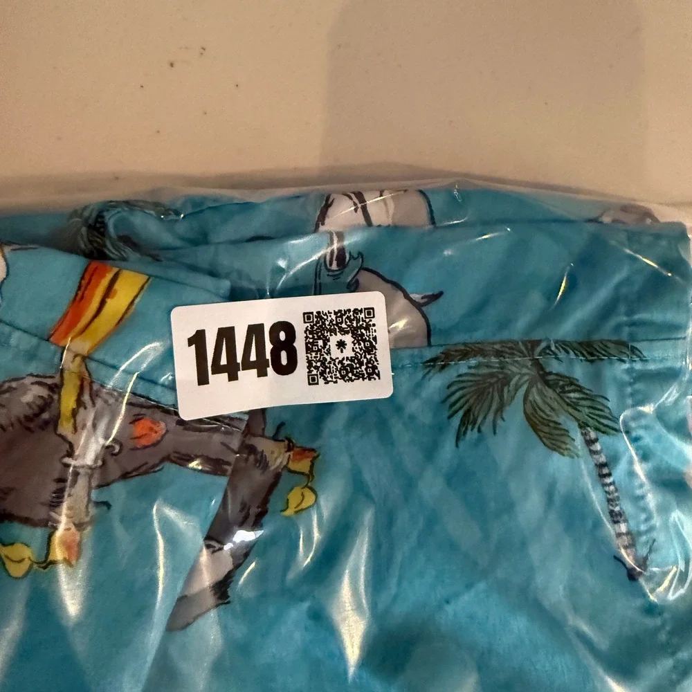 Wonder Nation Boys XL 14-16 Swim Trunks Blue Shark Skull Pineapple Tropical